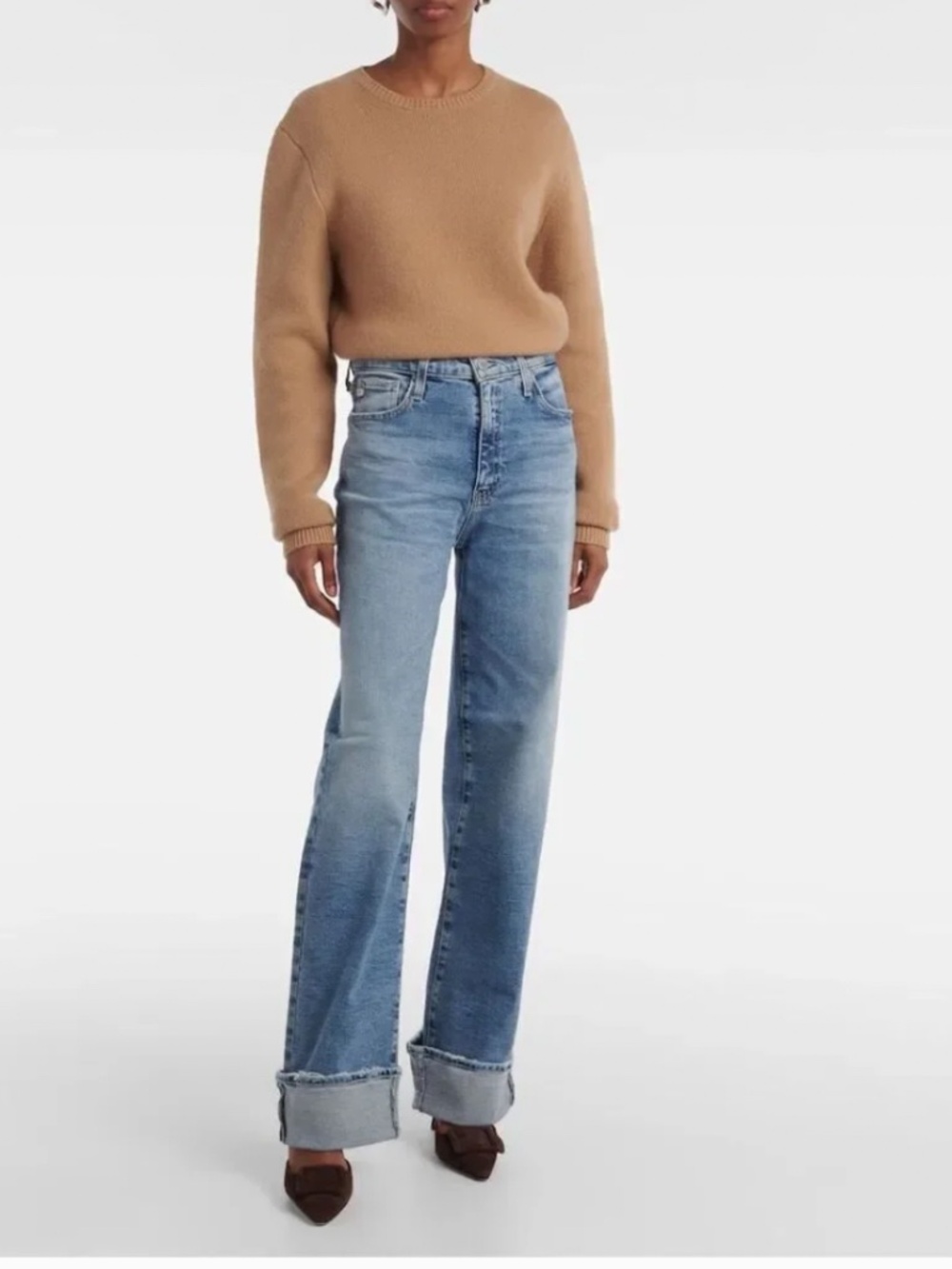 NWT AG-ED Denim Blue Kora High-Rise Wide Leg Jeans Size 28